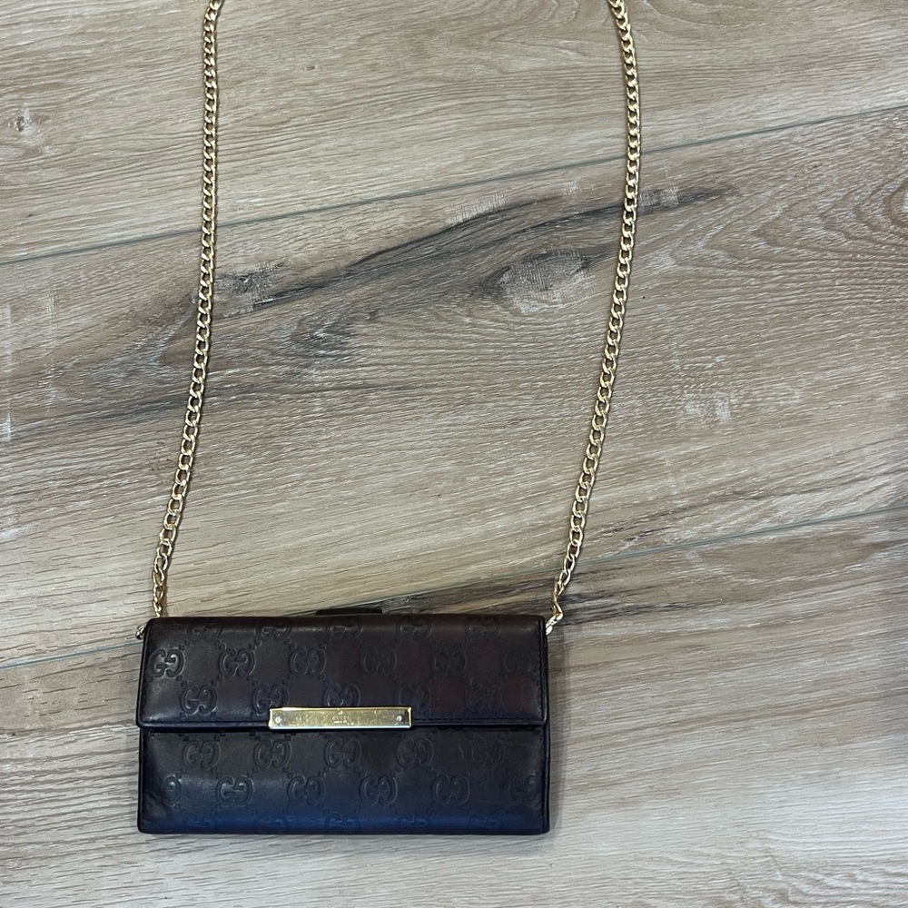 GUCCI Brown Guccissima Continental Flap Wallet WOC - Picture 4 of 8